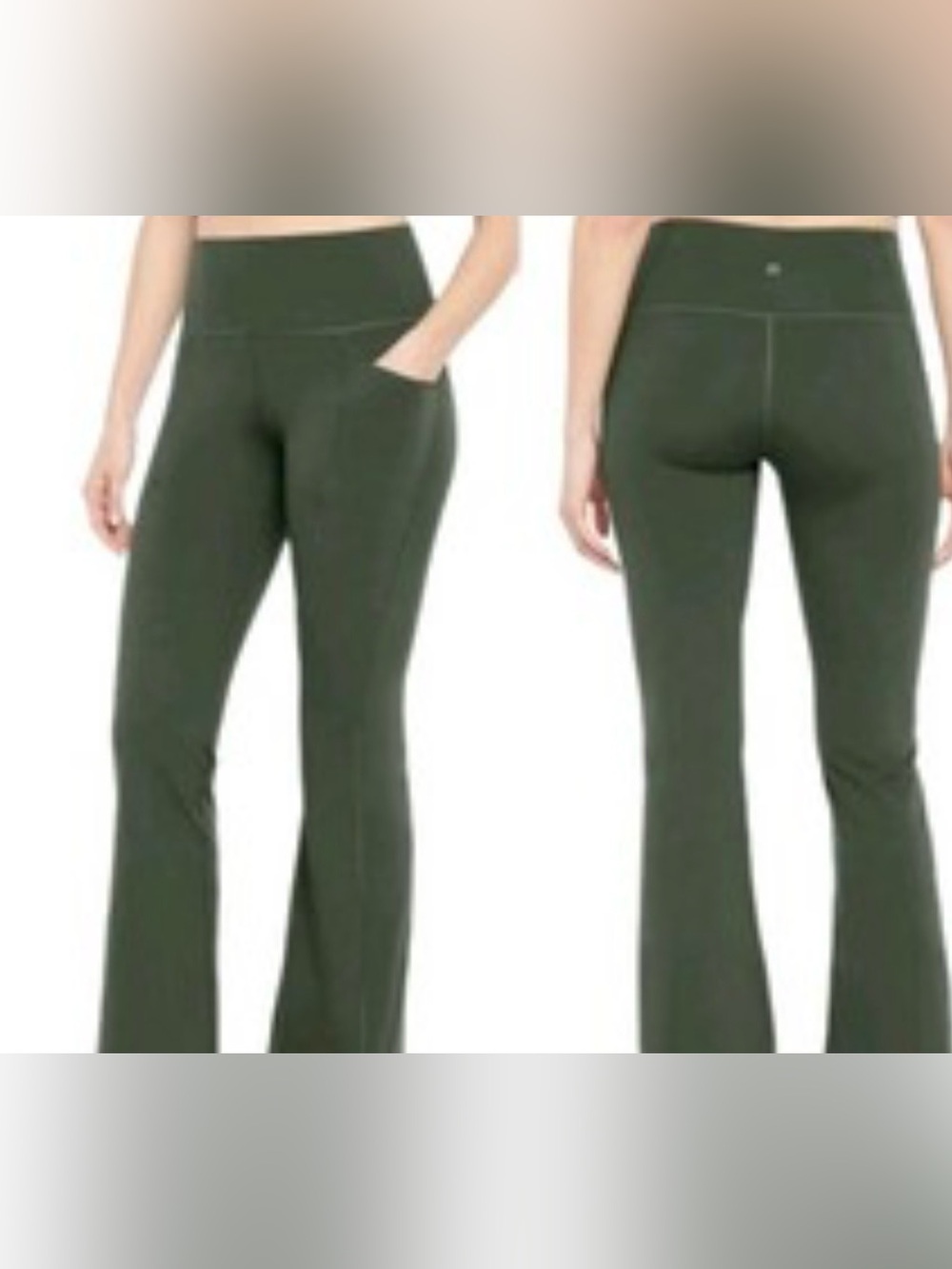 High-Waist Olive Green Flare Yoga Pants